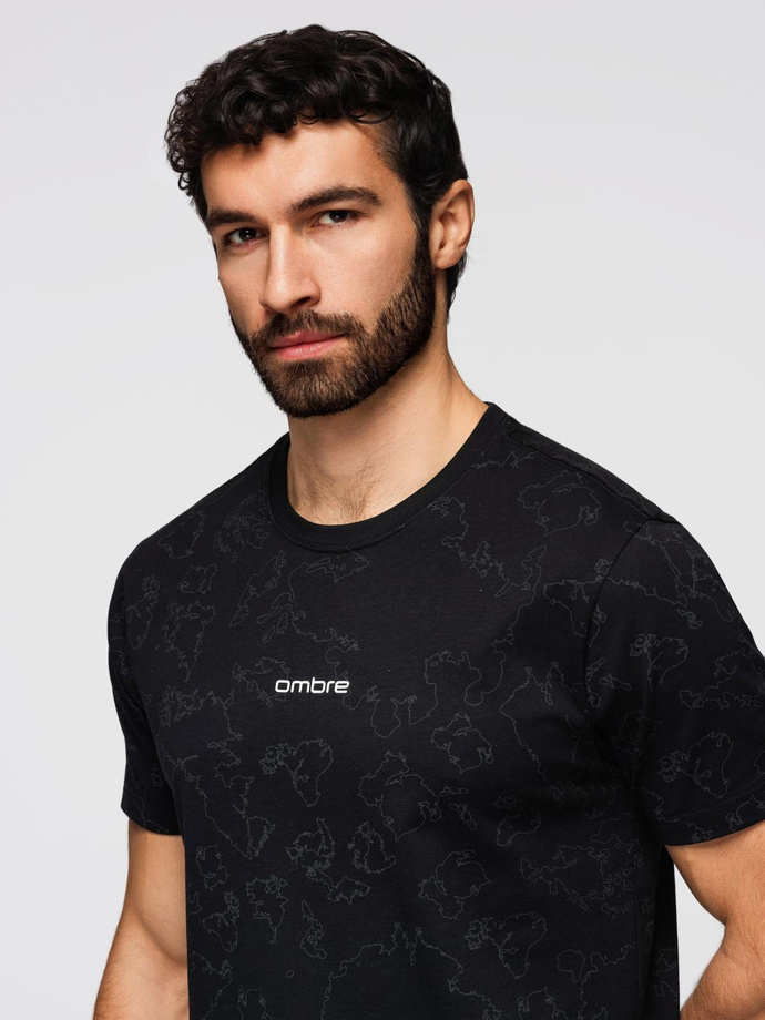 Tricou bărbătesc din bumbac cu logo dublu imprimat - alb V1 OM-TSPT-0211 