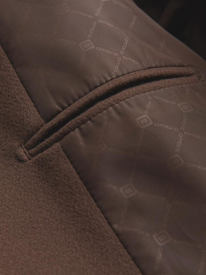 Men's casual blazer with decorative buttons on cuffs - light brown V2 OM-BLZB-0118