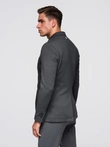 Men's SLIM knit jacket with subtle texture - graphite V1 OM-BLZB-0101