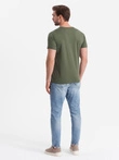 Klasické bavlnené pánske tričko BASIC - khaki V6 OM-TSBS-0146
