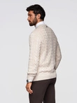 Elegant men's sweater with interesting weave - ecru V1 OM-SWSW-0173