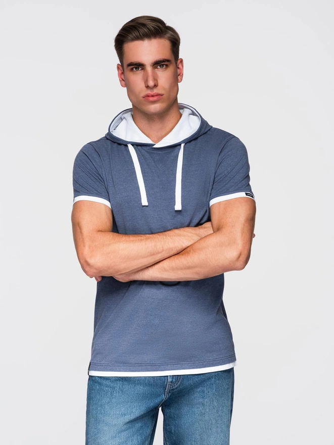 Pánske tričko SLIM FIT s okrúhlym výstrihom a logom - biele V1 OM-TSCT-0220