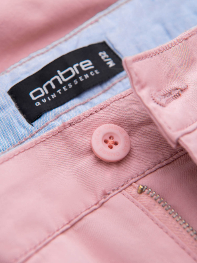 Men's chinos shorts with contrasting turn-up - pink V8 W421