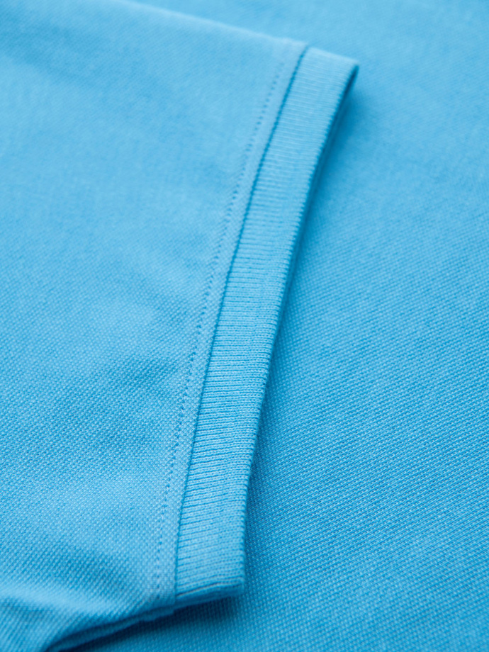 Cotton pique knit polo shirt - light blue V3 OM-POSS-0103