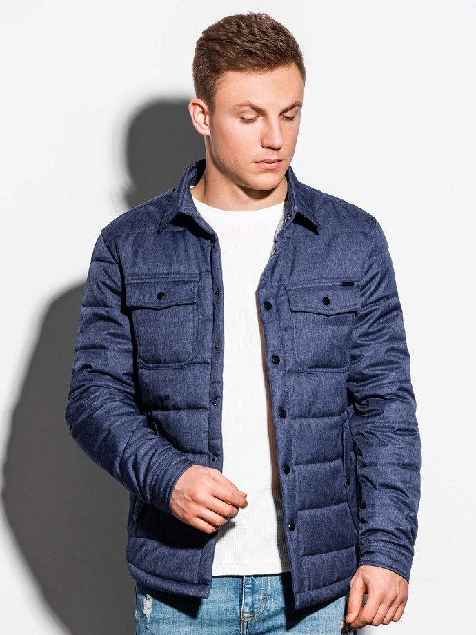 Men's mid-season quilted jacket - navy C452