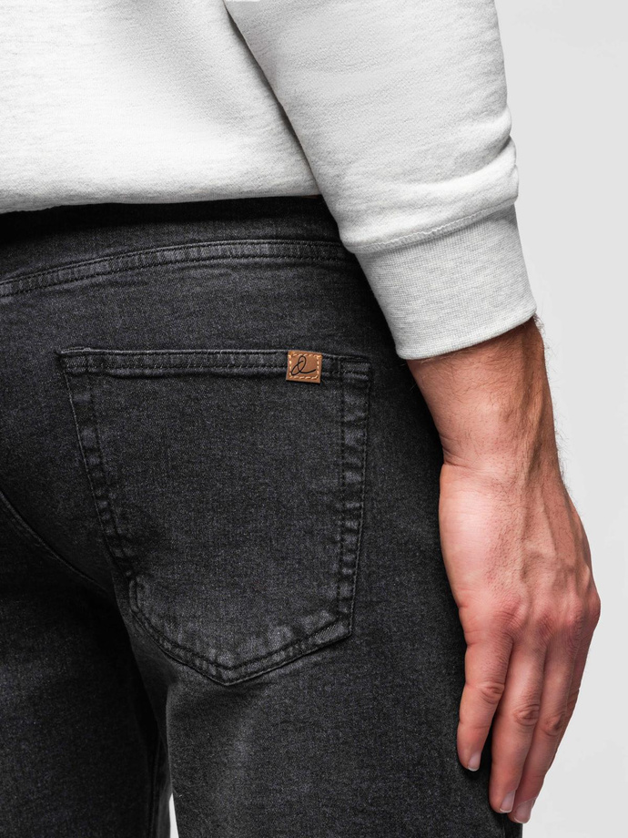 Pantaloni scurți casual pentru bărbați SLIM FIT jacquard knit - albastru marin V1 OM-SRCS-0168