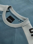 Men's sweatshirt with contrasting stripes and raglan sleeves - bleached turquoise V4 OM-SSNZ-0200