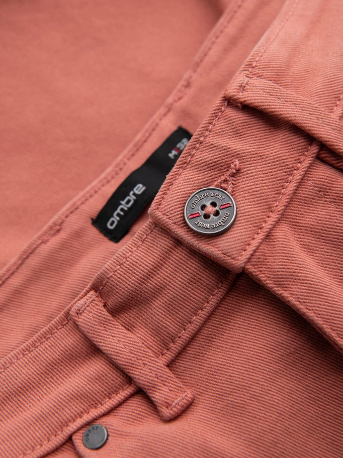 Men's denim classic shorts with rolled up leg - coral V6 OM-SRDS-0162