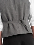 Men's jacquard vest with lapels - graphite V1 OM-BLZV-0122