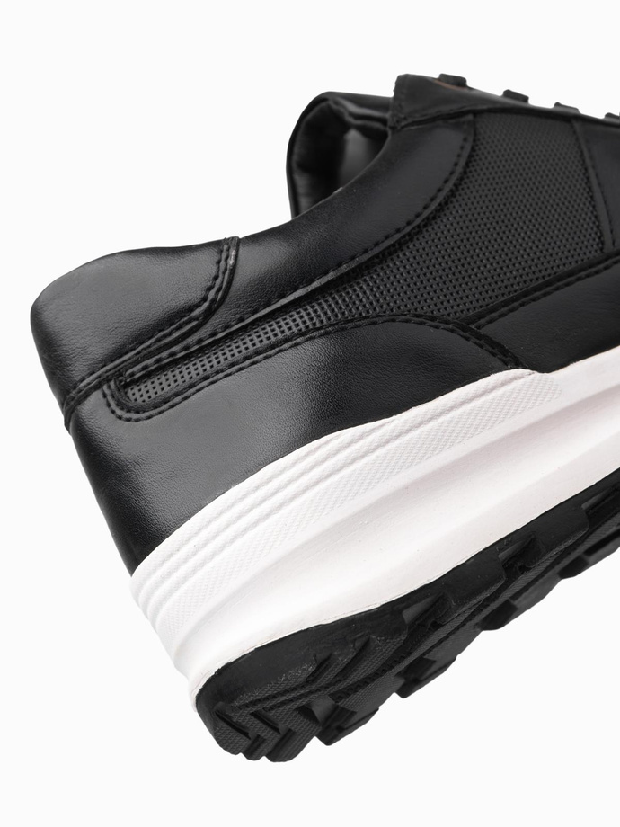 Adidași sport din piele ecologică pentru bărbați - negru V2 OM-FOSL-0181 