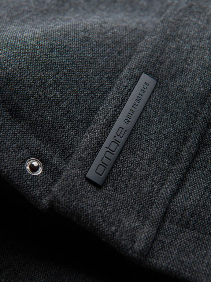 Palton de iarnă pentru bărbați, din lână și căptușeală matlasată - graphite melange V1 OM-COWC-0116