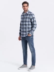 Vyriški languoti flaneliniai marškiniai - mėlynai pilki V1 OM-SHCS-0150