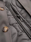 Men's insulated coat with hood and concealed zipper - black V1 OM-COWC-0110