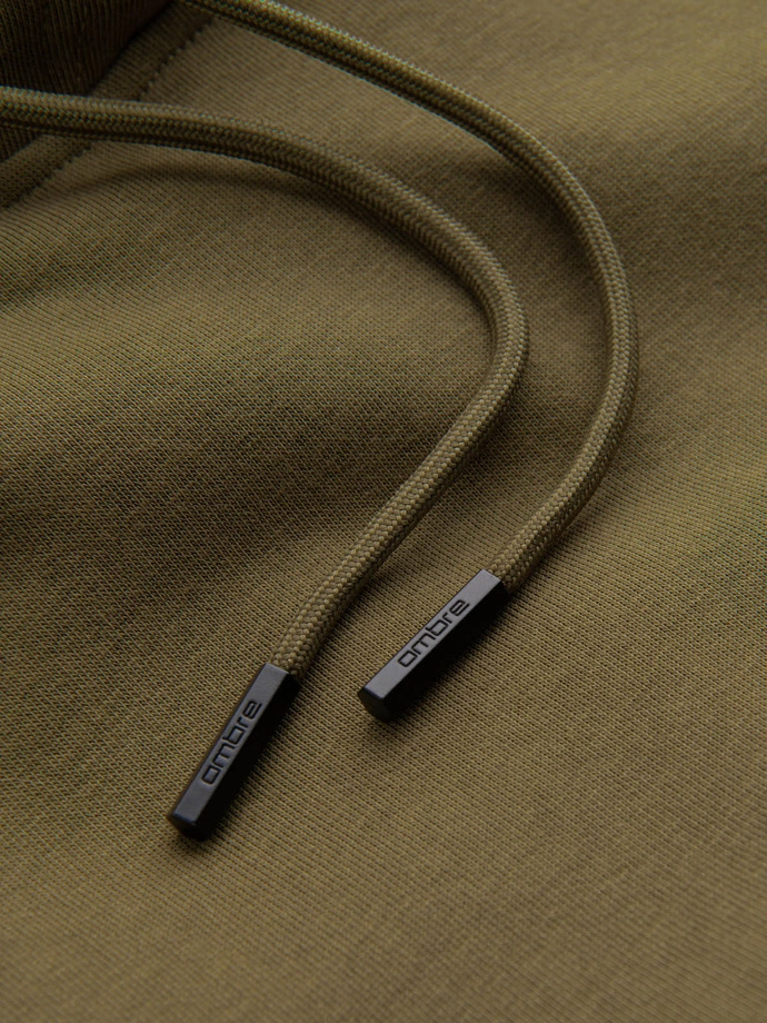 BASIC vyriškas medvilninis megztinis su gobtuvu - alyvinis V2 OM-SSBN-0161