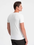 BASIC men's classic cotton T-shirt with a crew neckline - white V4 OM-TSBS-0145