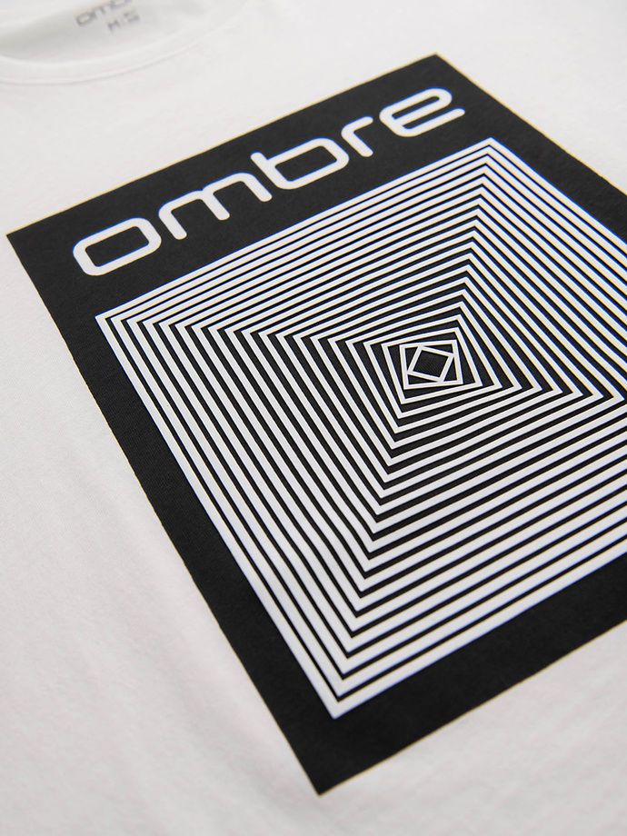 Pánské bavlněné tričko s dvojitým potiskem loga - bílé V1 OM-TSPT-0211 