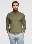 Men's plain turtleneck longsleeve - dark olive green V4 OM-LSCL-0130