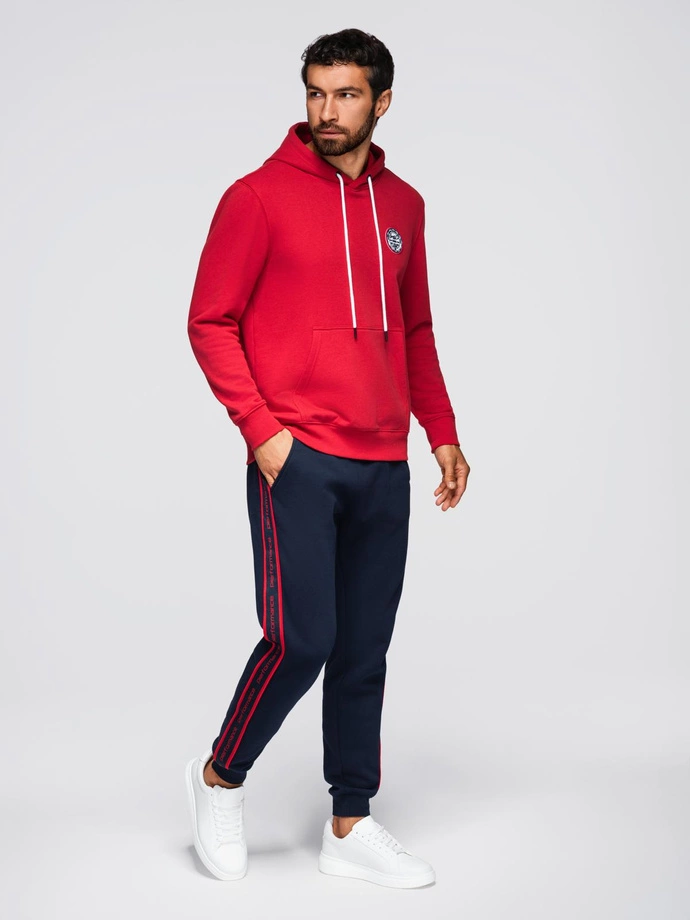 Pantaloni jogger sport pentru bărbați cu bordură - albastru marin V3 OM-PASK-0284