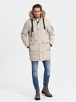 Men's winter parka jacket - beige V5 OM-JALJ-0132