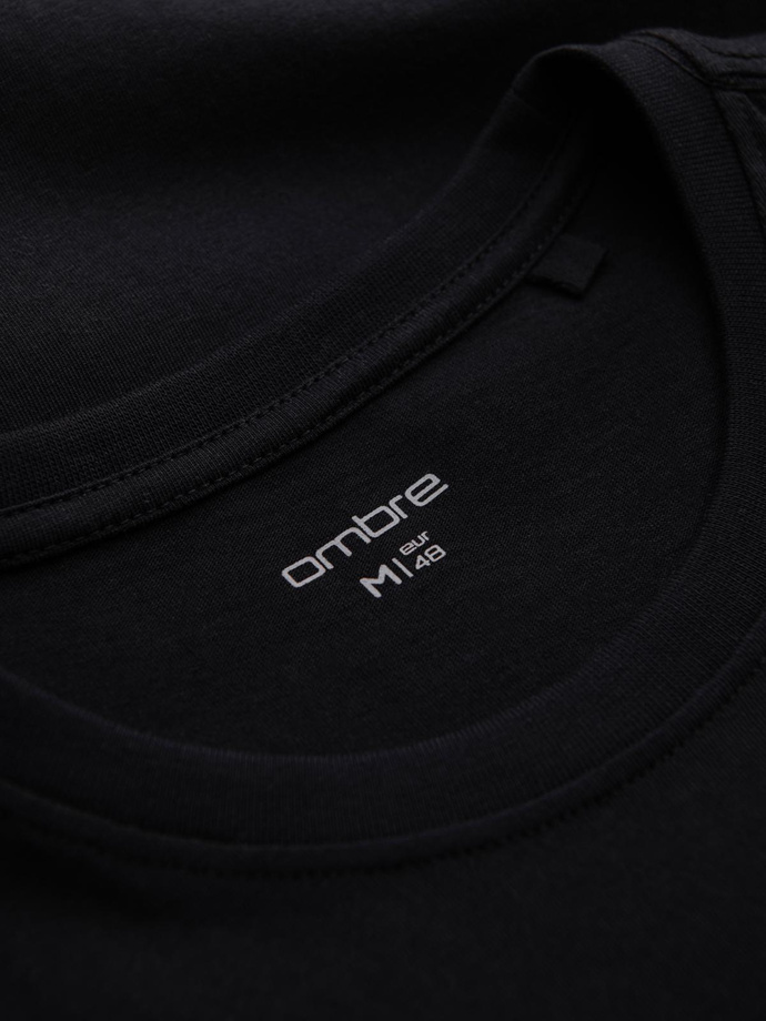 Vyriški medvilniniai marškinėliai su kolegijos spauda - juodi V2 OM-TSPT-0137