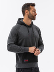 Men's combined materials HOODIE sweatshirt - graphite V2 OM-SSNZ-22FW-016