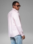 Pánská pastelová bavlněná košile oxford - světle růžová V1 OM-SHOS-0183