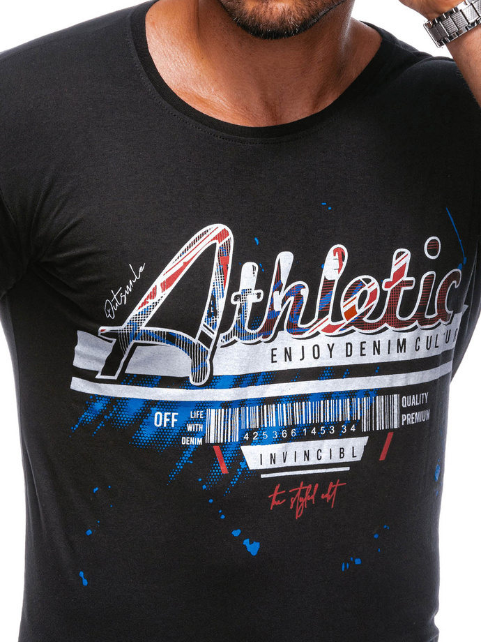 T-SHIRT MĘSKI Z NADRUKIEM S1392 - BIAŁY