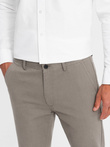 Pantaloni chino clasic pentru bărbați cu textură moale - bej închis V1 OM-PACP-0188