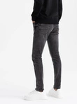 Men's tailored denim SLIM FIT pants with elastane - graphite V3 OM-PADP-0214