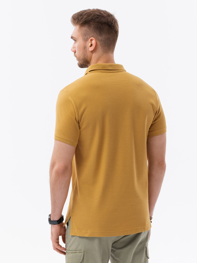 Men's pique knit polo shirt - mustard V8 S1374