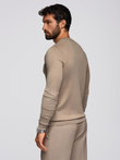 BASIC men's classic viscose sweater with round neckline - dark beige V15 OM-SWBS-0106