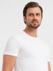 Set tricou BASIC pentru bărbați din bumbac cu decolteu rotund - negru/alb/albastru V1 OM-TSBS-0232
