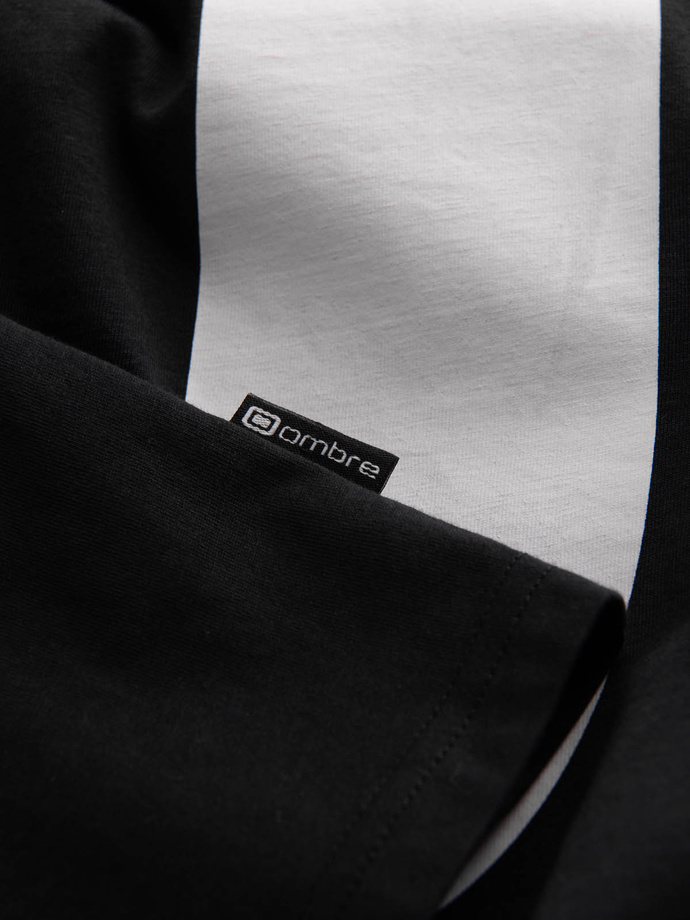 Tricou bărbătesc din bumbac imprimat - negru V3 OM-TSPT-0166