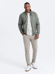 Men's jacket with high collar and fleece interior - khaki V3 OM-JANP-0154