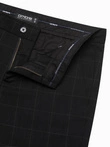 Pantaloni bărbătești cu croială clasică în carouri fine - negru V5 OM-PACP-0187