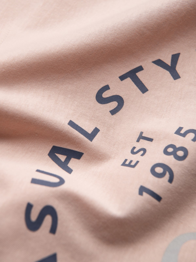 Men's printed cotton t-shirt - light pink V3 S1752