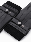 Men's leather gloves with touch function - black V1 OM-ACGL-0128