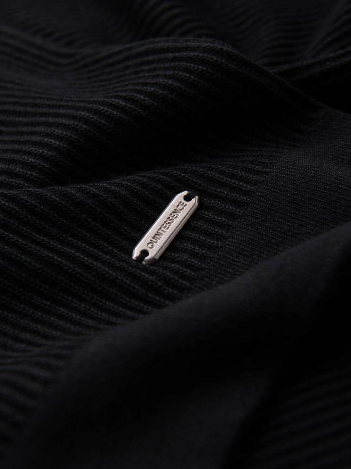 Vyriški trikotažiniai marškinėliai su sagomis prie iškirptės - juodi V2 OM-TSCT-0254