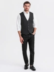 Men's fitted vest with rayon and marbled buttons - black V4 OM-BLZV-0112
