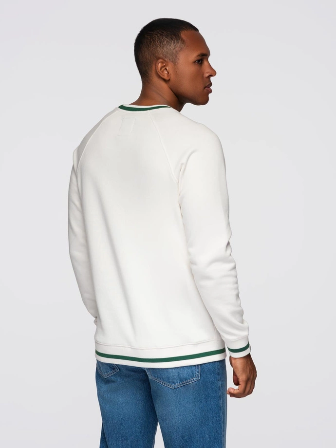 Men's sweatshirt with raglan sleeves and contrasting details - white V2 OM-SSNZ-0244