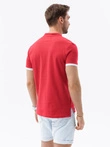 Men's collarless polo t-shirt - red V2 S1381