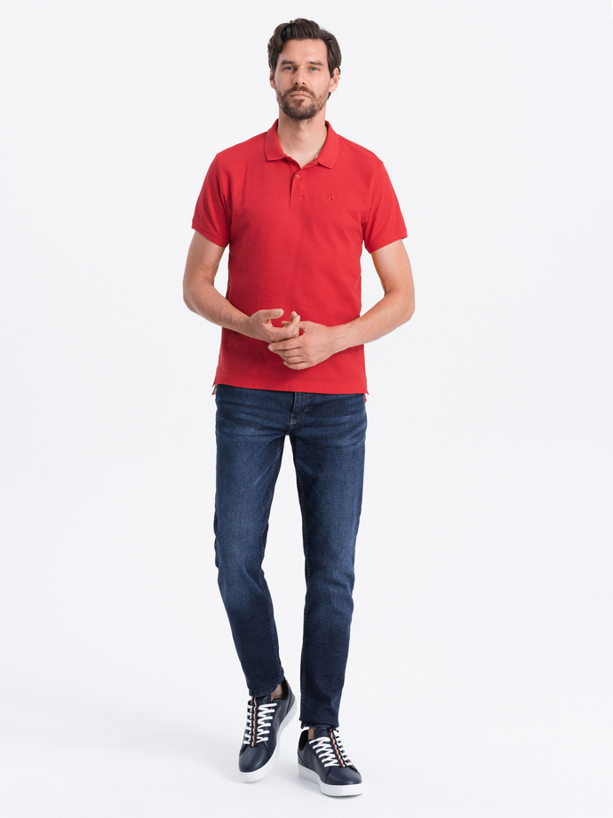 Men's pique knit polo shirt - red V22 S1374