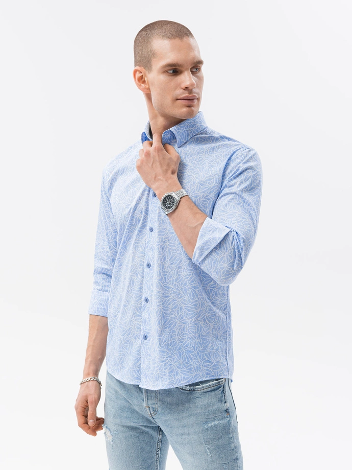 Men's shirt with long sleeves - light blue K608