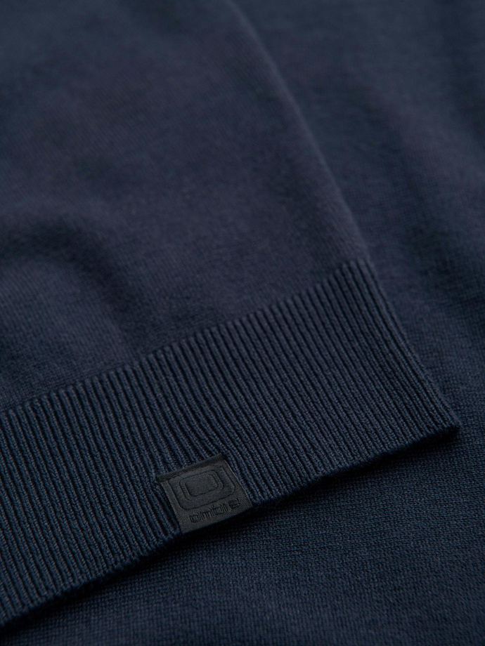 Men's sweater with viscose and spread neckline - navy blue V4 OM-SWZS-0124