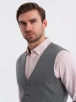 Fitted elegant men's structured knit vest - graphite V3 OM-BLZV-0147