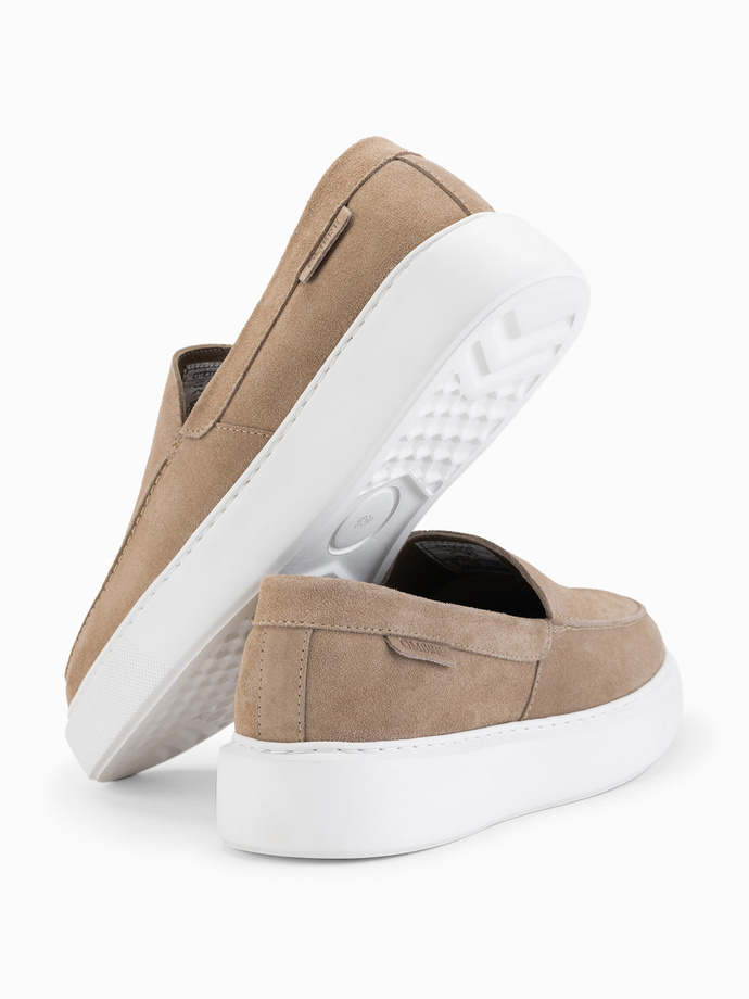 Semibotine slip-on pentru bărbați cu talpă groasă - maro deschis V3 OM-FOCS-0152