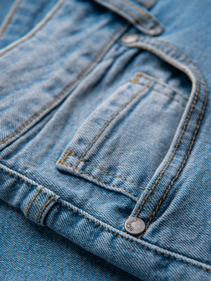 Pánske džínsové nohavice SLIM FIT s odieraním - svetlomodré V1 OM-PADP-0255
