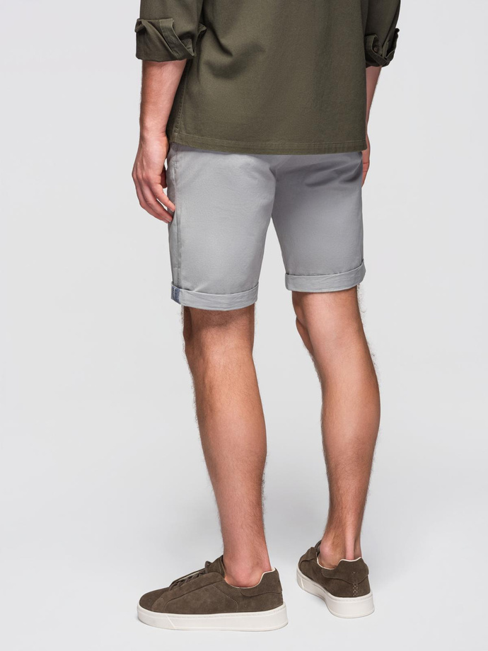 Men's classic chino shorts with rolled up leg - grey V12 OM-SRCS-0197
