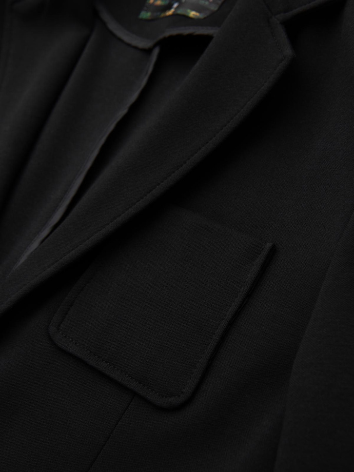 Men's SLIM knit jacket with subtle texture - black V2 OM-BLZB-0101