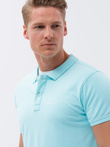 Pique knit polo shirt - blue V2 S1746